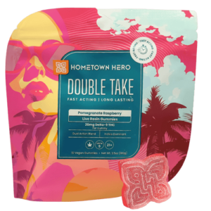 Hometown Hero Double Take Indica Gummies Pomegranate Raspberry