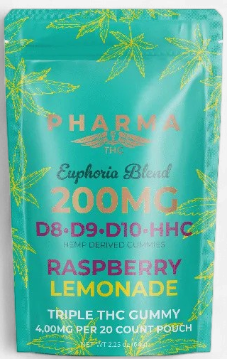 PharmaTHC Euphoria Raspberry Lemonade D8, D9, D10 and HHC 200mg - Image 3