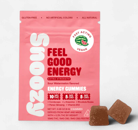Snoozy Feel Good Energy Extra Strength Gummies in Various Sizes